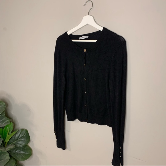 Zara Knit Black Cardigan with Gold Buttons - Picture 5 of 9